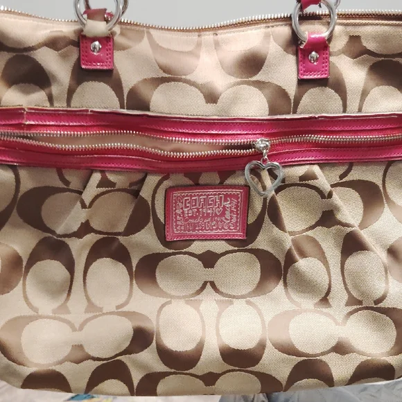 Coach Tan and Pink Shoulder Bag - Picture 1 of 17